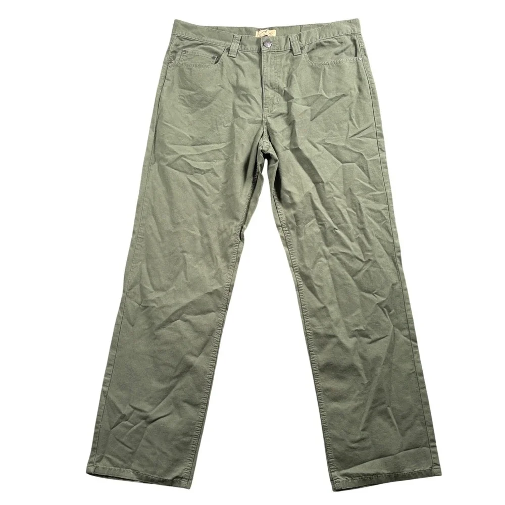 Blue Mountains Canvas Pants Mens 39x33 (Tag 38x34) Green Workwear Utility Earthy